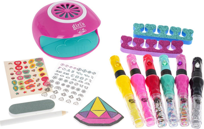 Set manikyri për kalamoj Girl's Creator Nail Art Studio, 6 stilolapsa thonjsh, me tharëse, rozë