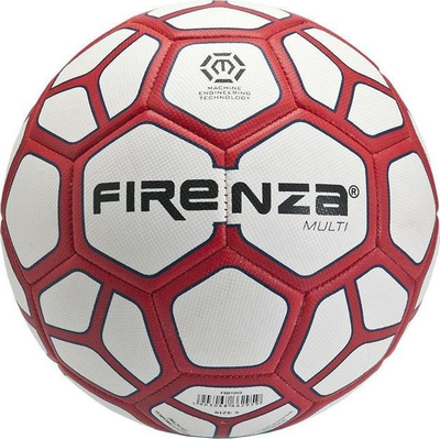Top futbolli FireNza Firenza Multi, nr. 5, PVC Soft Feel, i bardhë me të kuqe