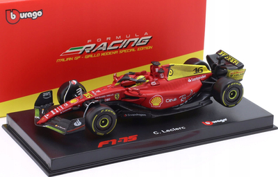 Maketi BBurago Ferrari F1 75 Monza GP 2022, shkalla 1:43, me vitrinë, i kuq