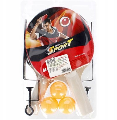 Set raketash tenisi tavoline MMEGA CREATIVE 511574, 2 raketa, 3 topa, e kuqe