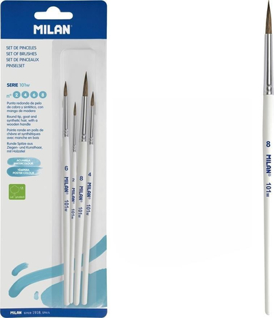 Set furça të rrumbullakëta Milan Series 101, qime dhie, 4 copë