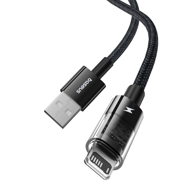Кабел за полнење Baseus Gem, USB A кон Lightning, 2 m, 2.4A, црна