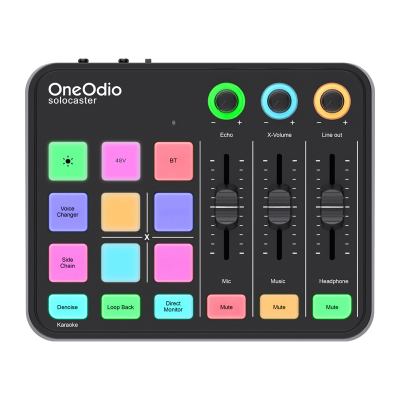 Mikser audio OneOdio Solocaster, kartë zëri USB, Bluetooth, i zi