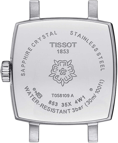 Orë dore për femra Tissot T-Lady Lovely Square, e bardhë/zezë