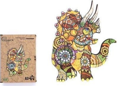 Puzzle druri PuzzleOK Eco Triceratops, 130 copa, formati A3, shumëngjyrësh