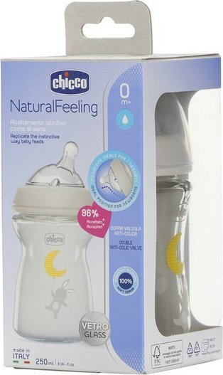 Biberon qelqi Chicco NaturalFeeling 153466, 250 ml, 0+, transparent