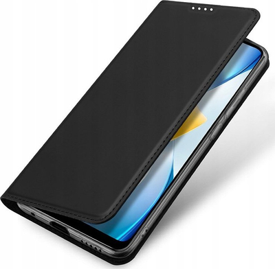 Këllëf telefoni DuxDucis Skin Pro për Xiaomi Poco C40, tip libër, me xhep karte, i zi