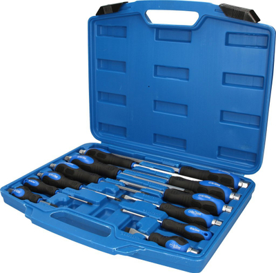 Set kaçavidash Brilliant Tools BT034012, 12 copë, Slot edhe Phillips, blu