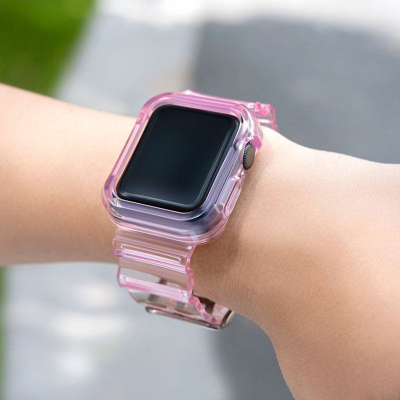 Rrip me kasë për Apple Watch Series 2 3 38mm, TPU, rozë e tejdukshme