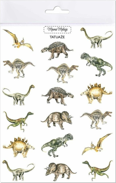 Tatuazhe që lahen Mama Paints Dinosaurs, 14x19cm, për kalamaj
