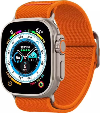 Rrip ore Spigen Fit Lite Ultra për Apple Watch 4/5/6/7/SE/8/Ultra, 44/45/49mm, najlon, portokalli