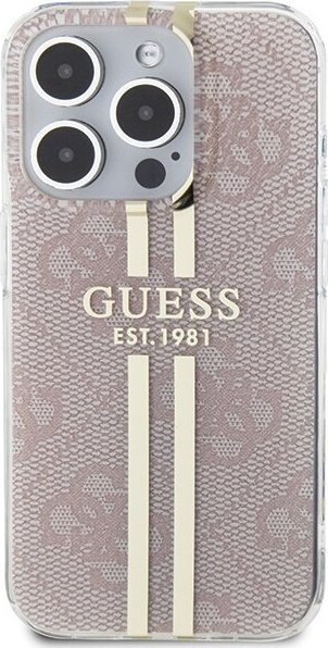 Futrollë telefoni Guess IML 4G Gold Stripe, për iPhone 14 Pro Max 6.7", rozë