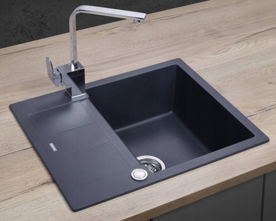 Lavabo kuzhine granit Concept DG05C45, me pikatore, gri e errët
