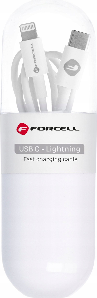 Kabull karikues Forcell C291, Type C në Lightning, 27W PD, 1m, i bardhë