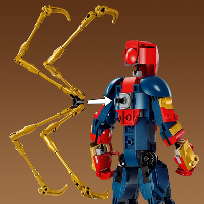 Figurë ndërtuese Marvel Iron Spider Man, me krahë robotikë, e lëvizshme, shumëngjyrëshe
