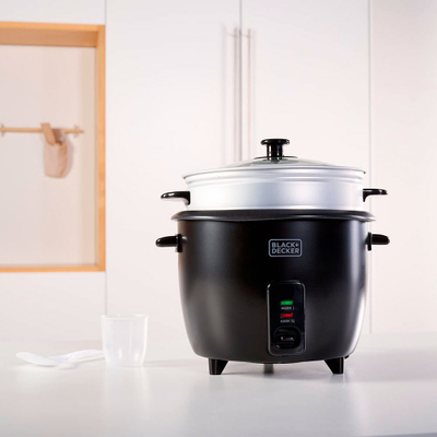 Tenxhere orizi Black+Decker BXRC1800E, 1.8L, funksion keep warm, e bardhë