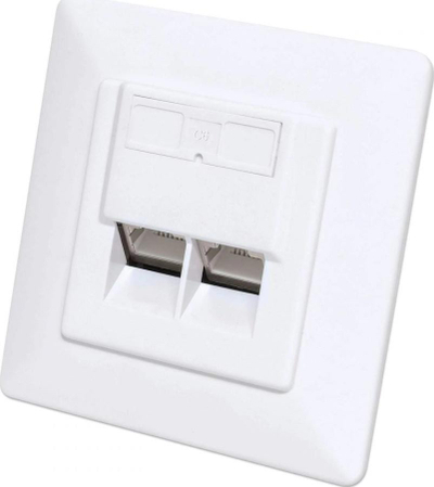 Prizë rrjeti Intellinet Flush Mounted, 2x RJ45 Cat6 10G, STP, e bardhë