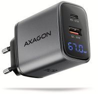 Karikues muri Axagon ACU-PQ67D, GaN 67W, 2 porta USB-A USB-C, gri e zezë