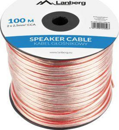 Kabllo altoparlanti Lanberg, 2x2.5mm2, 100m, transparente