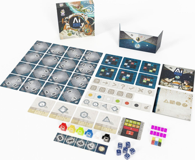 Lojë tavoline AI Space Puzzle, me bashkëpunim, me hamendje, plot me ngjyra