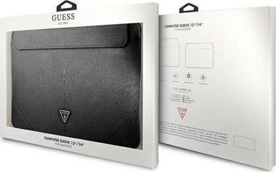 Mbulesë tablet Guess Sleeve GUCS14PSATLK, 13-14", lëkurë Saffiano, e zezë