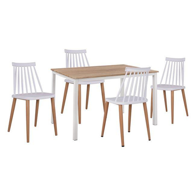 Set 5-pjesësh Tavolinë Sonama & karrige Vanessa ulëse e bardhë këmbë metalike 110×70×76 cm (HM11002.01), bardhë