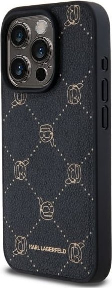 Mbulesë telefoni Karl Lagerfeld Karl Heads MagSafe, për iPhone 15 Pro Max, PU, e zezë
