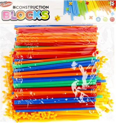 Set ndërtimi Mega Creative CONSTR BLOCKS STRAWS, 298 copë, shumëngjyrësh