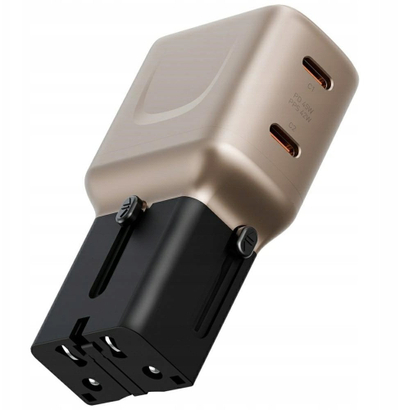 Полнач за ѕид Energea TravelGo Adapter 45, 2xUSB-C, 45W, златно-црна