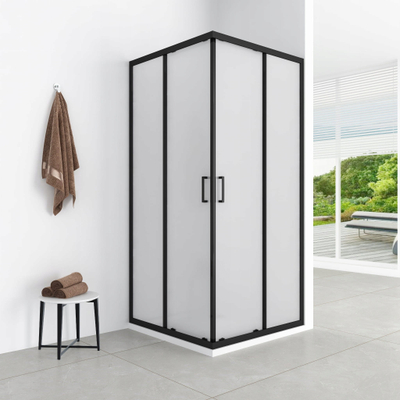 Kabinë dushi katrore Aquaform Azul, 80x185 cm, xham i mat, profile të zeza mat