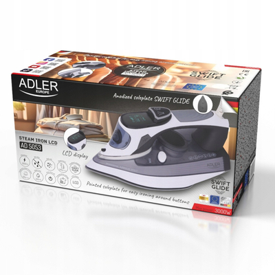 Hekur me avull Adler AD 5053, 3000W, me avull, i bardhë