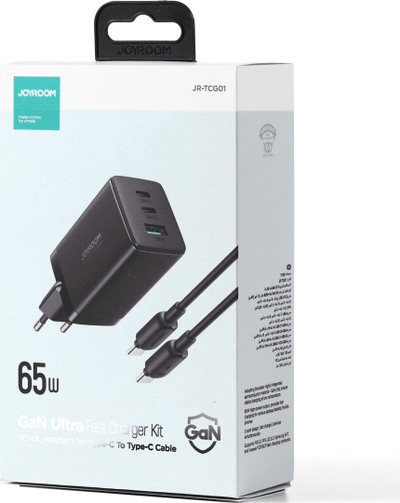 Karikues Joyroom TCG01 GaN, 65W, 2x USB C 1x USB A, i bardhë