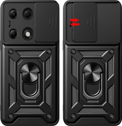 Kapak telefoni Tech-Protect Camshield Pro, për Xiaomi Redmi Note 13 Pro 5G edhe Poco X6 5G, me unazë 360°, i zi