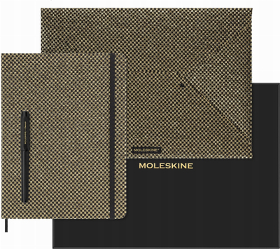 Bllok shënimesh Moleskine Holiday Shine Extra Large, 7.5" x 10", me vija, kapak i artë