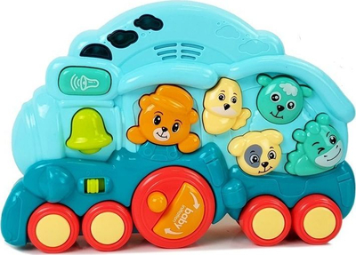 Lodër tren interaktive Leantoys, me tinguj edhe drita, blu