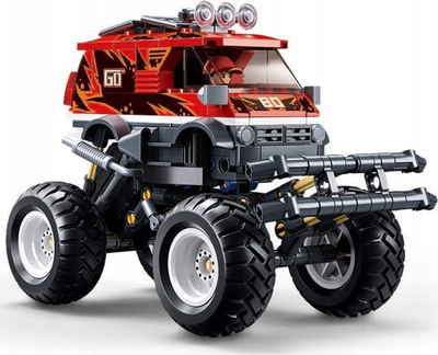 Lodër me kuba ndërtimi Sluban Off-road Power Bricks, 261 copa, makinë terreni, e kuqe