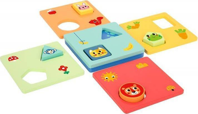 Логичка дрвена игра Shapes, 13 x 13 x 5 cm, во повеќе бои