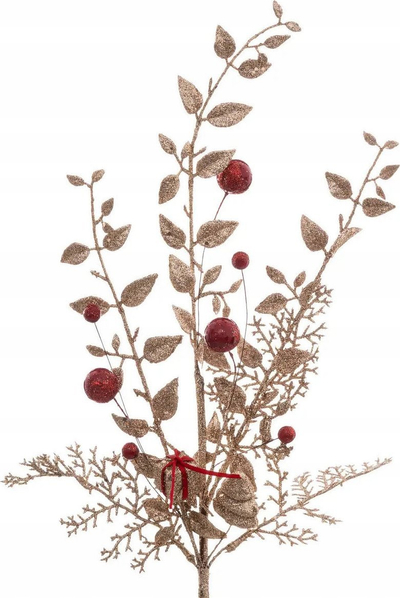 Degë dekorative Atmosphera Christmas, 75 cm, plastike, ngjyrë ari shampanje