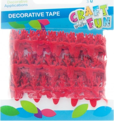 Shirit dekorativ Craft with Fun me drer, 2m, 1.6cm, i kuq