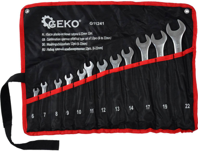 Сет комбинирани клучеви GEKO G11241, 12 парчиња, 6-22mm, CrV
