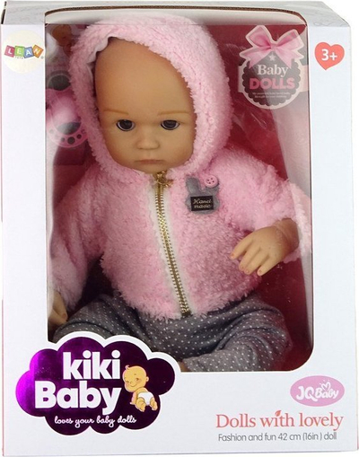 Kukull bebe LeanToys, 40 cm, me gajret, rozë