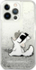 Kapak telefoni Karl Lagerfeld Liquid Glitter Choupette, për iPhone 13 Pro, silikon, argjendt transparent