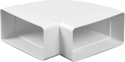 Elbovë horizontale ventilimi PVC, 60x120mm, 90°, e bardhë