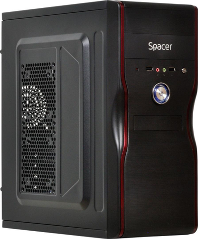Куќиште за компјутер Spacer New Mercury, ATX MidTower, со напојување, црно