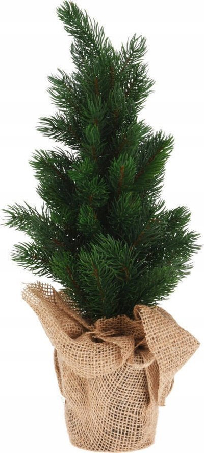 Bredh dekorativ artificial, 45 cm, me vazo prej jute, jeshil