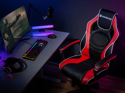 Karrige gaming DeLonghi Tracer GameZone GC33, lëkurë PU, deri 120kg, zi kuqe