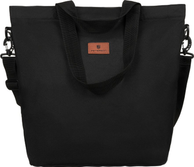 Çantë shopper Peterson Spacious XXL, poliester, me rrip shpatulle, e zezë