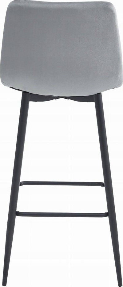 Set tabure kadife me shpinore Black Stool, për ishull kuzhine, gri argjendtë, këmbë të zeza, 2 copë