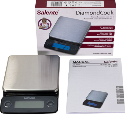 Кујнска вага Salente DiamondCook 2in1, до 3 kg, дигитален екран, инокс
