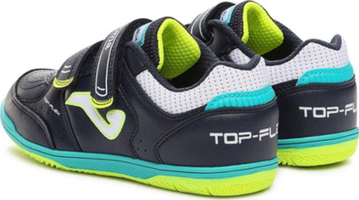 Këpucë futsalli për kalamaj Joma Top Flex Jr 23 Indoor, shollë gome, me shirit ngjitës, blu me të verdhë